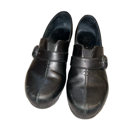 Women's Dansko Black 38 Leather Clogs Shoes‎ Slip-On Buckle - Picture 2 of 11